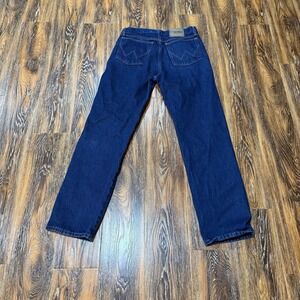 Wrangler Jeans Mens 32X32 Blue Straight Rugged Wear Workwear Dark Wash Denim 30